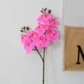 Artificial Phalaenopsis Orchid Silk Flowers Fake Floral Stem for Home Wedding Party Decor - 2-Fork Deep Pink 8-Head