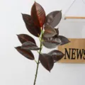 Artificial rubber tree plant branch fake green leaves for home indoor room decoration - Long Branch 90CM / Red