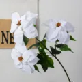Artificial white poinsettia flower branch fake plants for Christmas wedding home decor - 3 Heads - White