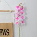 Artificial phalaenopsis flower 9 heads fake orchid branch for home table decor. - 9-Head / Purple Center White