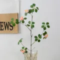 Artificial plant vine wild rose branch fake flower home table decor aesthetic zen style - Short Branch / Pink