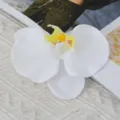 Artificial white orchid flower head for wedding decoration, DIY craft and gift box arrangement. - Large (Cloth) / White