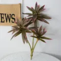 Artificial 3-head lily bamboo plant fake tropical foliage home office decor green - 3-Branch Lily Bamboo - Red