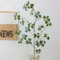 Artificial blue flower plant branch simulation vine home table decor botanical ornament 1pc. - Long Stem / Blue