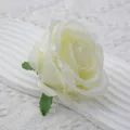 White artificial silk rose flower head for wedding decoration, DIY corsage and floral wall. - White
