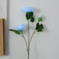 Blue 3-head artificial peony flower silk bouquet for home decor and wedding arrangement. - 3-Head Ranunculus - Blue
