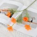 5-Head Artificial Orange Cosmos Daisy Flowers Fake Plant For Home Wedding Party Decoration - Orange
