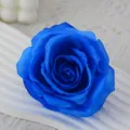Blue artificial rose flower head for wedding decoration, DIY craft, floral wall, and corsage. - Blue