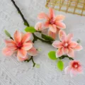 Ramo di fiore di magnolia artificiale per decorazione di casa e matrimonio, 4 teste rosa. - Lunghezza 56cm / rosa champagne
