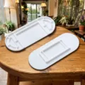 White plastic power strip holder, punch-free wall mounted socket fixator variant display. - Oval Power Strip Holders