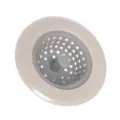 Kitchen sink strainer basket with handle, anti-clogging drain hair catcher for home use. - Beige