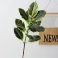 Artificial rubber tree branch fake green plant indoor home living room decoration green leaf - Long Branch 90CM / Yellow Edge