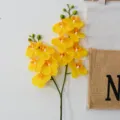Artificial phalaenopsis orchid flower yellow variant for home decor and wedding arrangement - 2-Fork Yellow 12-Head