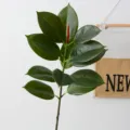 Artificial rubber plant branch fake green leaves Nordic home decor indoor plant aesthetic. - Long Branch 90CM / Dark Green