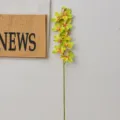 Artificial Green Orchid Flower Stem 9 Heads Faux Plant Home Wedding Decor Tabletop Display - Cymbidium 9 Heads Green