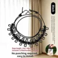 Tragbare Reise-Wäscheleine mit Klammern, elastische winddichte Outdoor-Wäscheleine für Hotel - Verstärkter Verdickter Stil mit 12 Klips / 1,8m / Schwarz