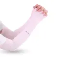 Maniche di protezione solare in seta di ghiaccio da donna rosa anti-UV manica di raffreddamento. - Guanti senza dita in bustα / Rosa