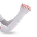 Manicini protezione solare estiva in seta di ghiaccio, manicotti anti-UV grigio chiaro. - Guanti senza dita in bustα / Grigio