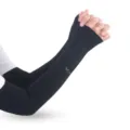 Manicotti di protezione solare in seta di ghiaccio da donna anti-UV ciclismo nero estate - Guanti senza dita in bustα / Nero