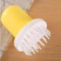Silicone scalp massage brush soft bristle portable hair washing tool yellow and white - Round Short Handle (Random Color)