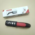Handheld 4-stage kitchen knife sharpener with ergonomic handle and storage box package. - Small 4-Stage Slanted Boxed