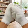 Weiße Strickhandschuhe zum Polieren von Perlen, Walnüssen und Schmuckpflege verschleißfest. - 1 Paar / Weiß