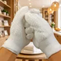 Weiße Strickhandschuhe zum Polieren von Perlen, Walnüssen und Edelsteinen, dick, verschleißfest. - 2 Paare / Weiß