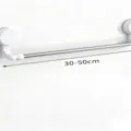 Telescopic suction cup towel rack for bathroom, stainless steel punch-free hanging rail. - 30-50cm / White