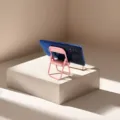 Pink folding chair phone holder, macaron color mini desk stand, portable cute mobile bracket - Transparent Bag / Purple