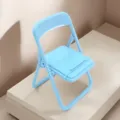 Macaron blue folding chair desktop phone holder, cute creative portable lazy stand. - Transparent Bag / Blue