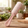 Pink plastic soft bristle cleaning brush for shoes and clothes laundry household use. - Pink