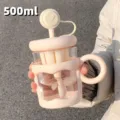 Pink glass tea tumbler with straw and infuser, 500ml heat-resistant office water cup - 600ml / BSQ-844 White