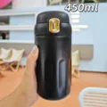 Borraccia termica sottovuoto in acciaio inox 450ml tazza da viaggio portatile thermos nero. - 450ml / Nero (KDFE-6959)