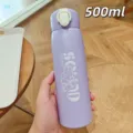 Bottiglia d'acqua termica in acciaio inossidabile viola 500ml con simpatico coniglio e tappo. - Viola (MXS-2302)