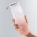 Bouteille d'eau en verre givré dégradé, gourde rose portable avec sangle de transport. - 460ml / Rose