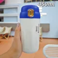 Borraccia termica in acciaio inossidabile 450ml tazza da viaggio portatile con tappo a scatto - Blu e Bianco (KDFE-6959)