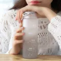 Bouteille d'eau en verre givré dégradé avec sangle, tasse élégante simple et portable. - 460ml / Gris