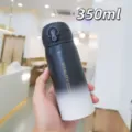 Bottiglia termica in acciaio inox isolata, borraccia portatile sfumata 350ml quotidiana - Sfumato Nero (Piccolo)