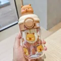 Belle bouteille d'eau en verre Capybara avec paille et infuseur à thé, design couvercle 3D. - 400ml / Style Capybara