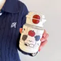 Cartoon süßer Hund Glas Wasserflasche mit Lederhülle tragbare Strohhalm Tasse für Studenten - Einzelstück / Weiß (QY-1012)
