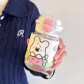 Niedlicher Cartoon Bär Glas Trinkbecher mit Strohhalm und Lederhülle für Studenten. - Einzelstück / Rosa (QY-1012)