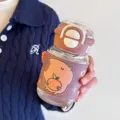 Süße Cartoon Capybara Glasflasche mit Schutzhülle, 300ml tragbare Trinkflasche für Studenten. - Einzelstück / Kaffeebraun (QY-1012)