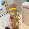 Süsser Cartoon Thermobecher 550ml tragbare Edelstahl Vakuum Wasserflasche mit Kordel. - Niedliches Design (MD6030)