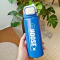 Stainless steel insulated water bottle with pop lid and portable handle for daily use. - 500ml / Blue