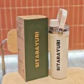 Isolierflasche aus Edelstahl mit Tragegriff und Box, beigefarbene Sportflasche. - 800ML / Weiß (ZF-087)