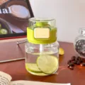 Mini Glas Wasserflasche mit Strohhalm tragbare Kaffeetasse Borosilikatglas Tasse neu - 340ml / Obstgrün