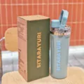 Graublaue 600ml Edelstahl Isolierflasche mit Magnetdeckel und praktischem Griff für Sport. - 800ML / Blau (ZF-087)