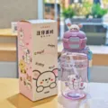 Süße Cartoon Welpe Doppel-Trink Kunststoff Wasserflasche mit Tragegurt 780ml für Kinder. - Lila (LY-551-1)