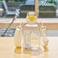 Tragbare 500ml quadratische Plastik-Wasserflasche mit Gurt, klarer Outdoor-Trinkbecher. - 500ml / YB-1033 Stil / Weiß