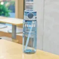 Kunststoff Trinkflasche mit Strohhalm Mode einfach Outdoor Radfahren tragbare Tasse - 800ml / Blau